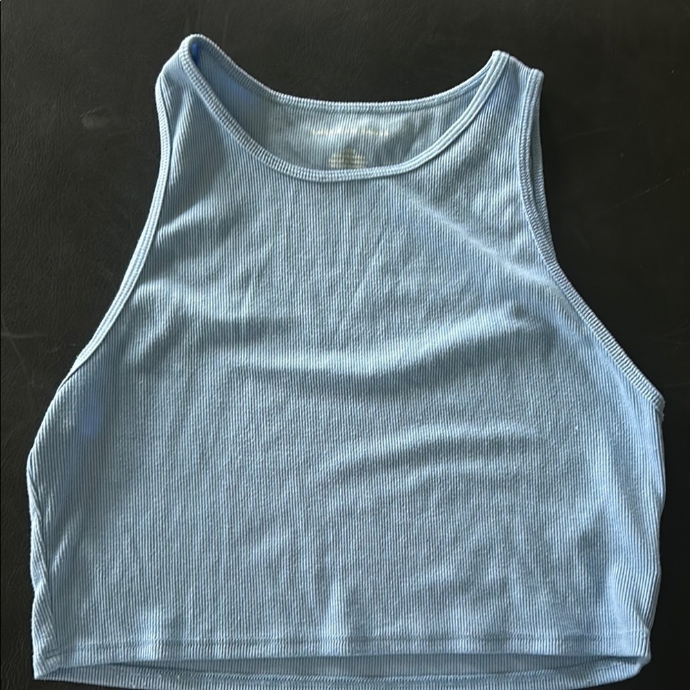 American Eagle Outfitters Blue Fitted Crop Tank Top